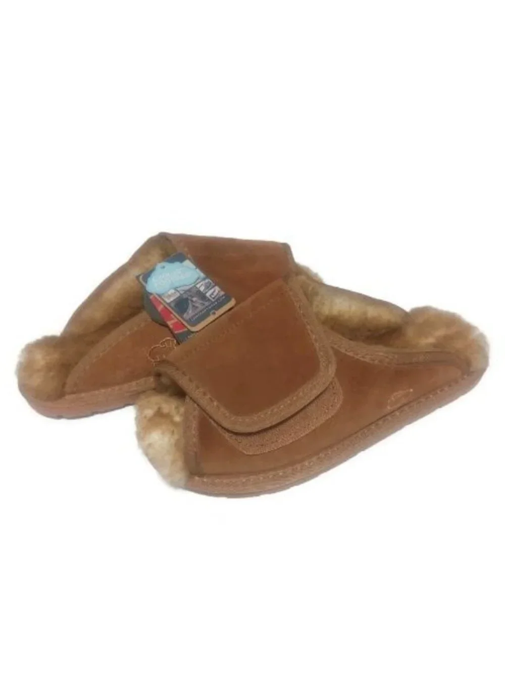 Lamo Wrap Suede Slippers Mens Small Size 7 8 EU40 Sheepskin Lining Chestnut New